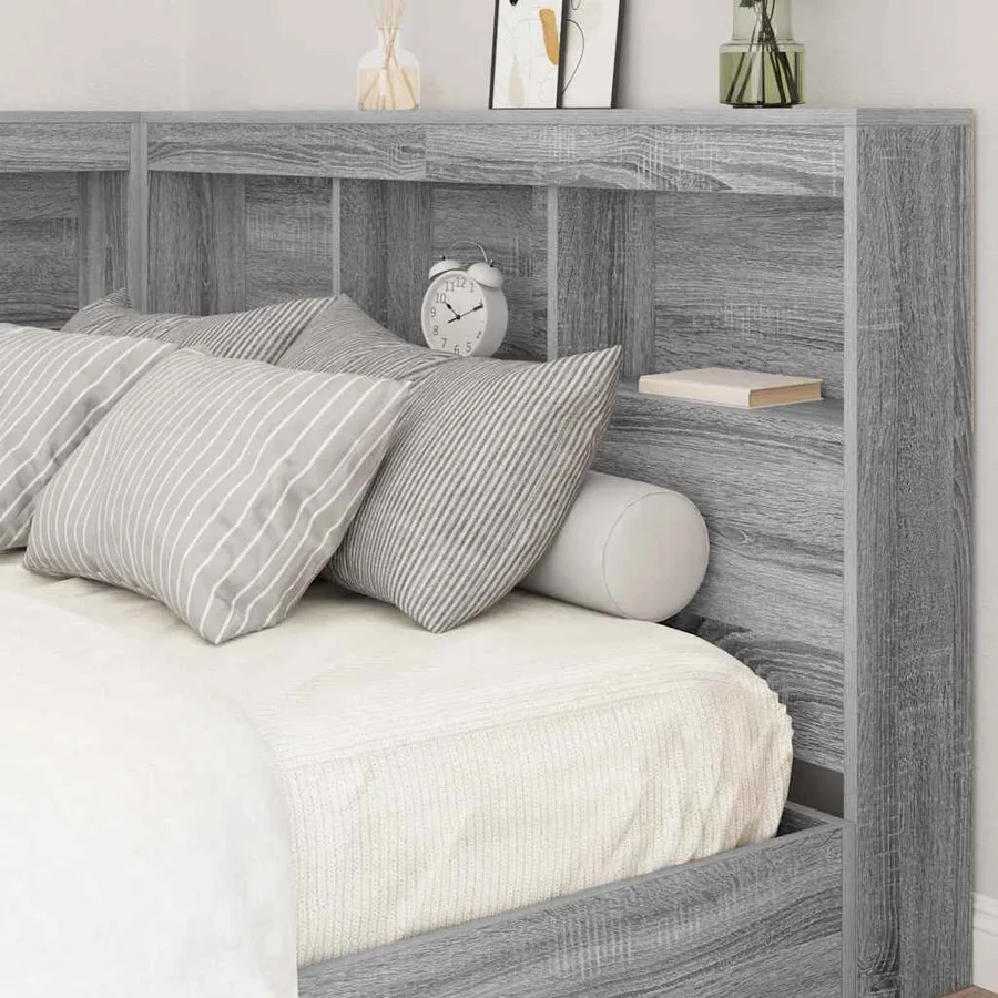 Tête de lit de rangement Gris Sonoma 120 cm Bois d'ingénierie - 4