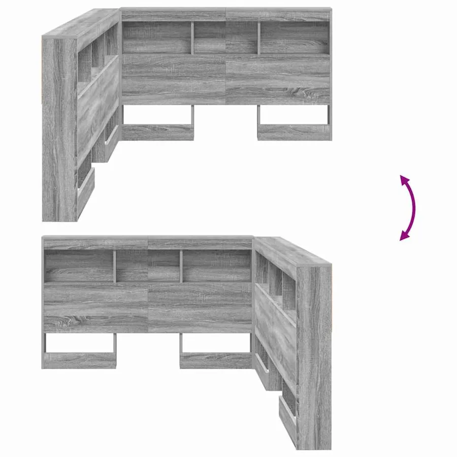 Tête de lit de rangement Gris Sonoma 120 cm Bois d'ingénierie - 8