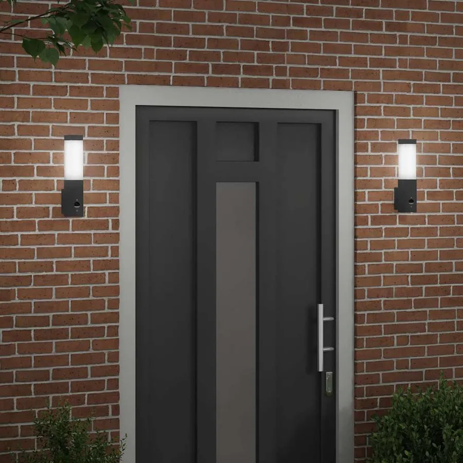 Applique Murale Extérieure 2 pcs Noir 10.5 x 6 x 33 cm - 3