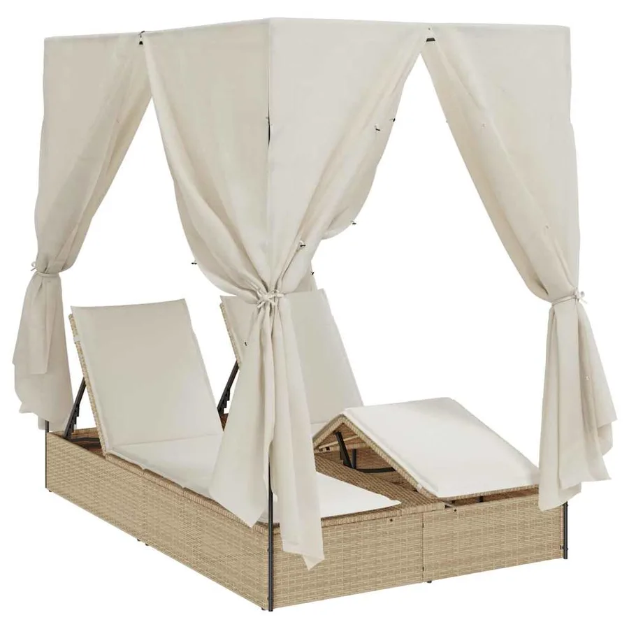 Transat double Réglable Beige 205 x 129 x 200 cm polyrotin - 2