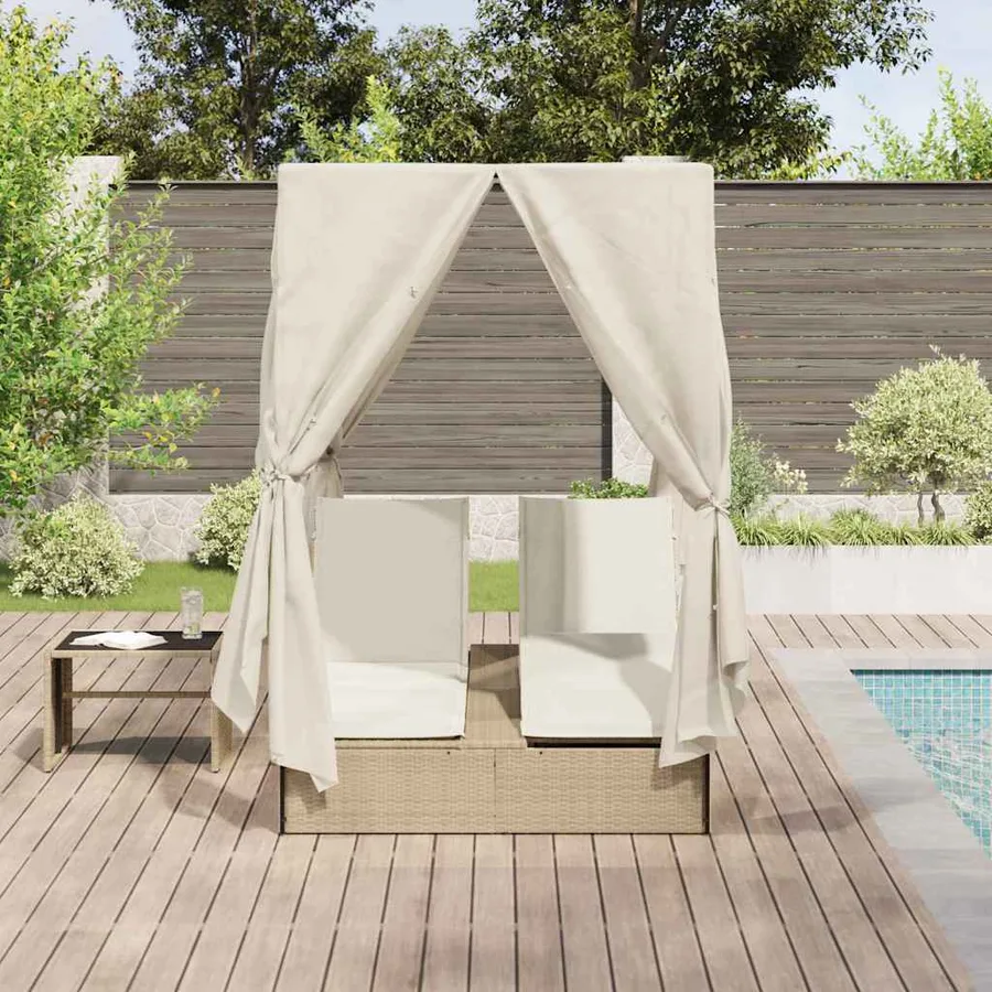 Transat double Réglable Beige 205 x 129 x 200 cm polyrotin - 3
