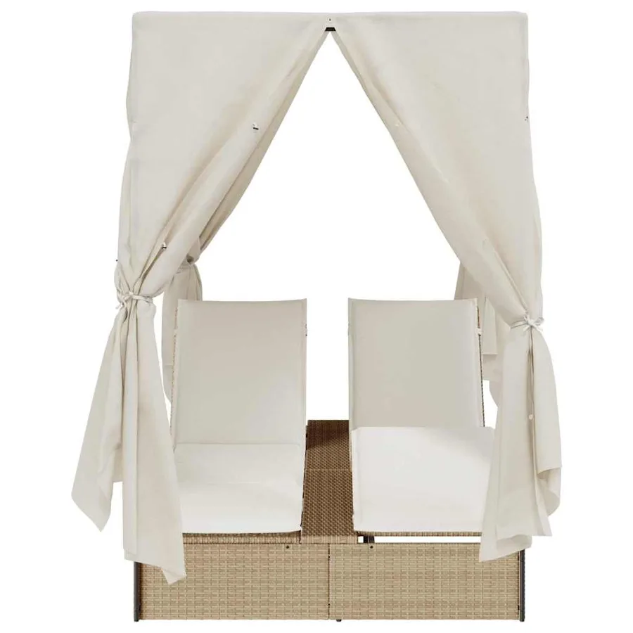 Transat double Réglable Beige 205 x 129 x 200 cm polyrotin - 5