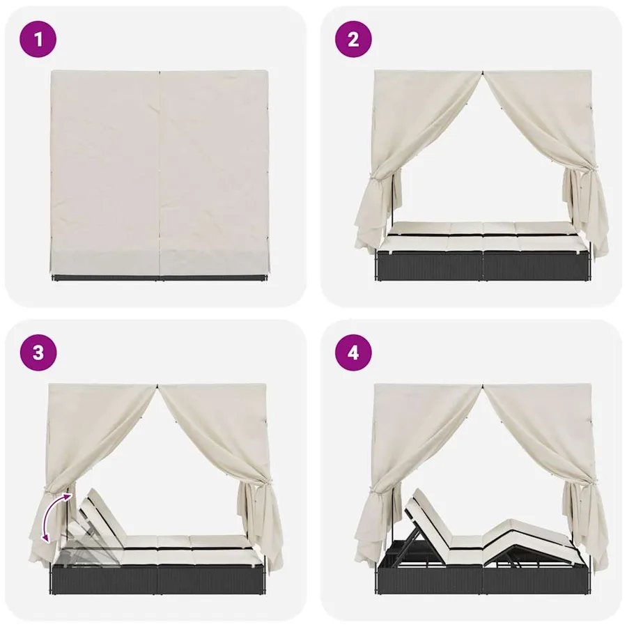 Transat double Blanc chaud 205 x 129 x 200 cm polyrotin - 10