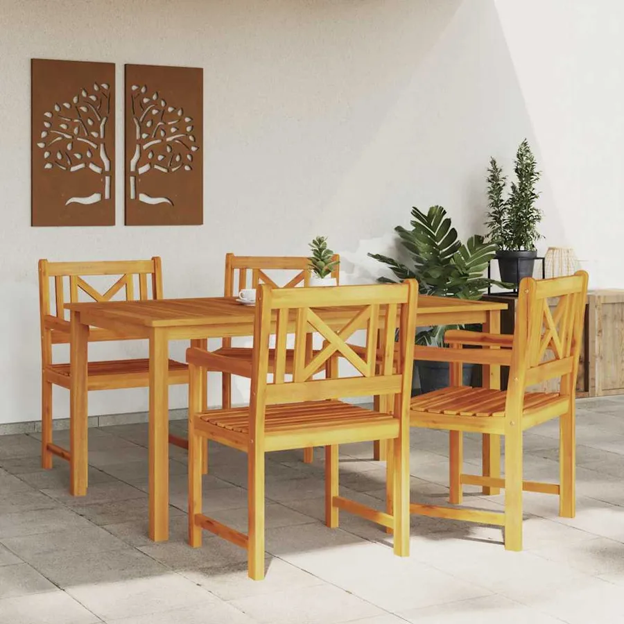 Chaises de jardin 4 pcs Naturel Bois d'Acacia Massif - 3