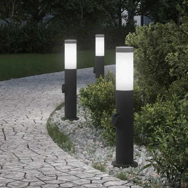 Bornes lumineuses avec sortie lot de 3 50 cm acier inoxydable IP44