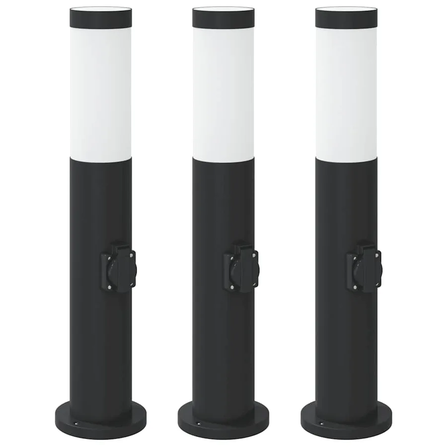 Bornes lumineuses avec sortie lot de 3 50 cm acier inoxydable IP44 - 2