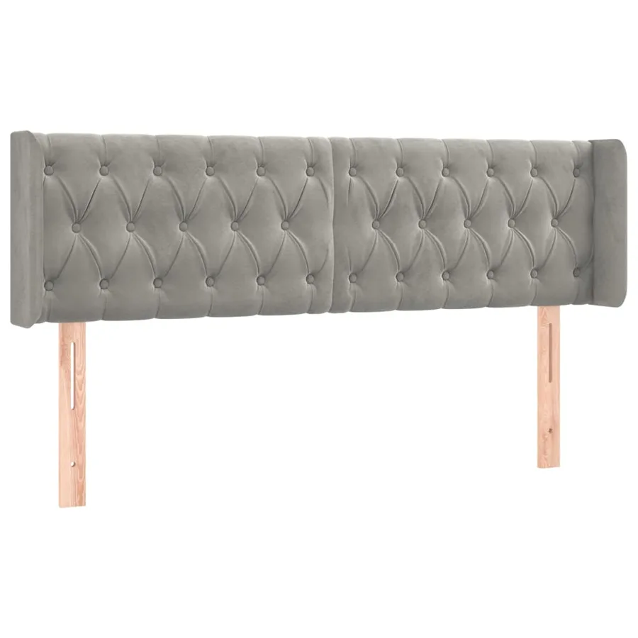 Tête de lit avec oreilles Gris clair 147x16x78/88 cm Velours - 2