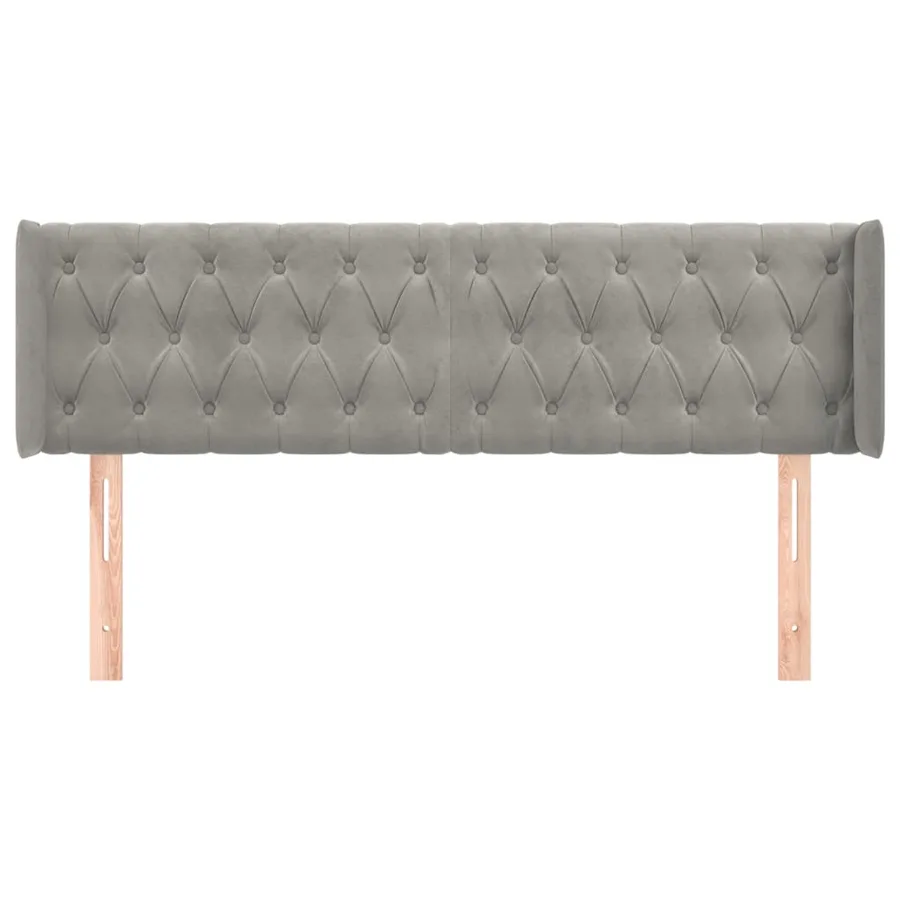 Tête de lit avec oreilles Gris clair 147x16x78/88 cm Velours - 3