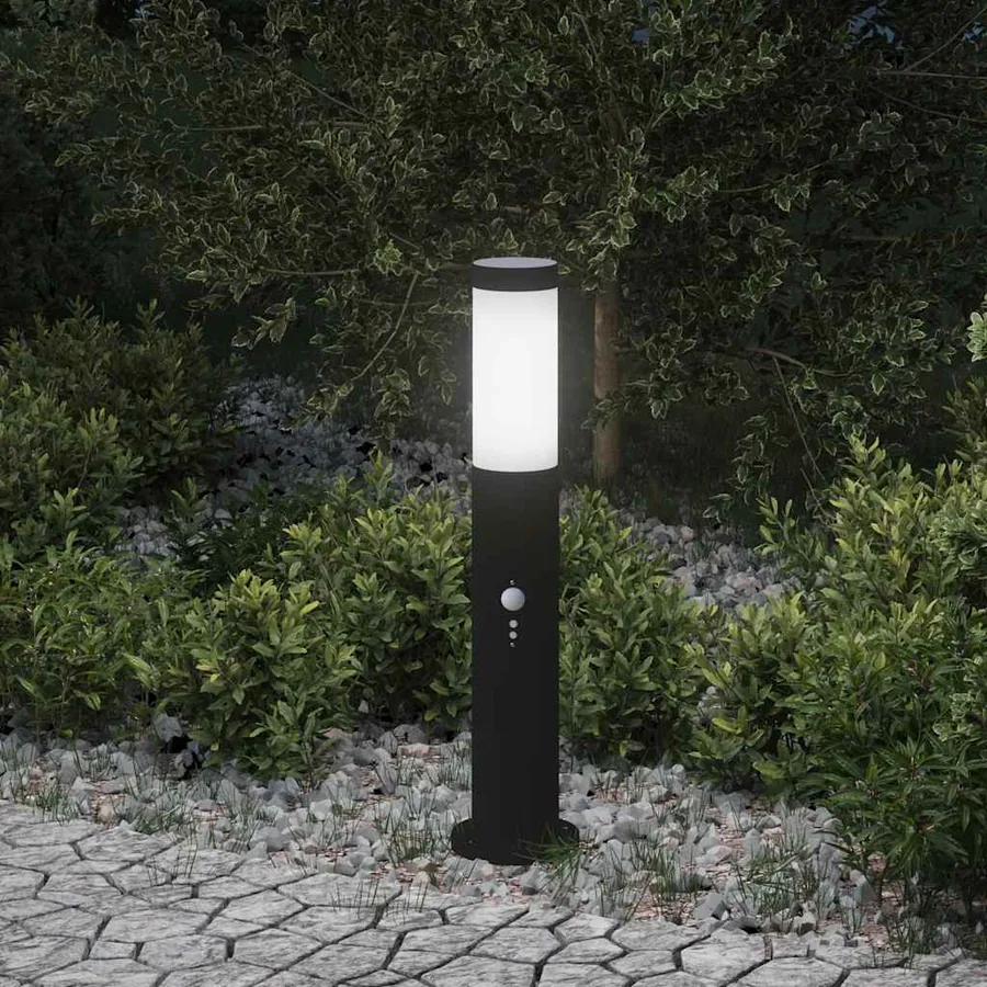 Borne lumineuse avec détecteur 50 cm en acier inoxydable IP44