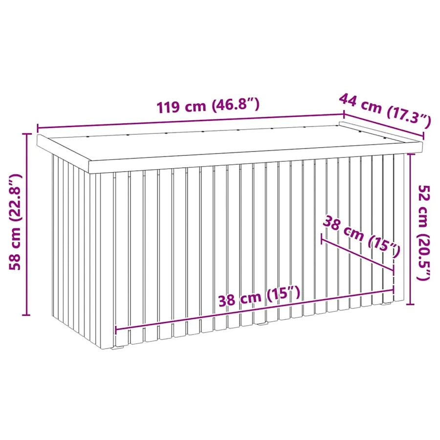 Boîte de Rangement de Jardin Naturel 119 x 44 x 58,5 cm - 9