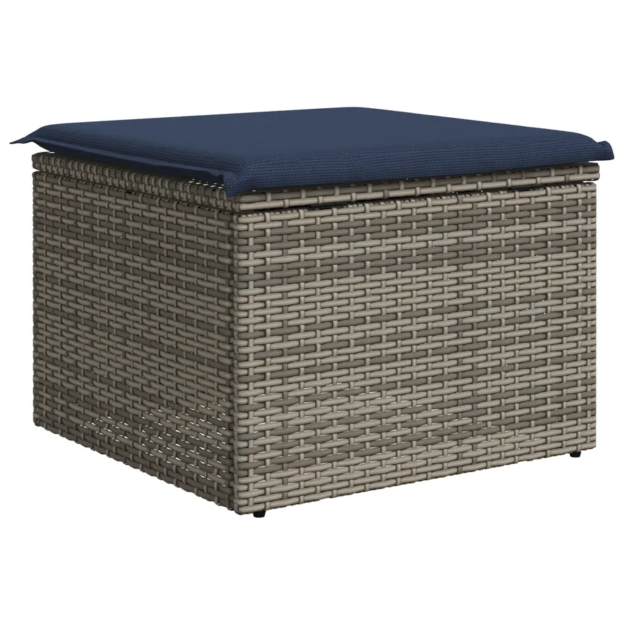 Tabouret de Jardin avec coussin Gris 55 x 55 x 37 cm polyrotin - 4