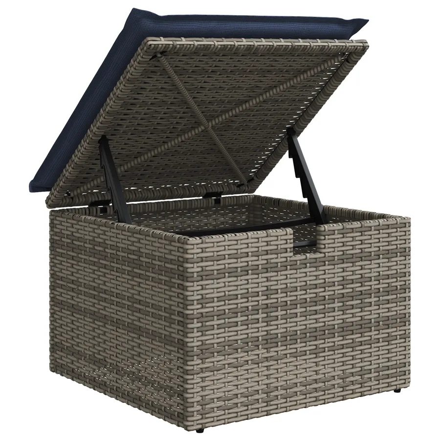 Tabouret de Jardin avec coussin Gris 55 x 55 x 37 cm polyrotin - 7