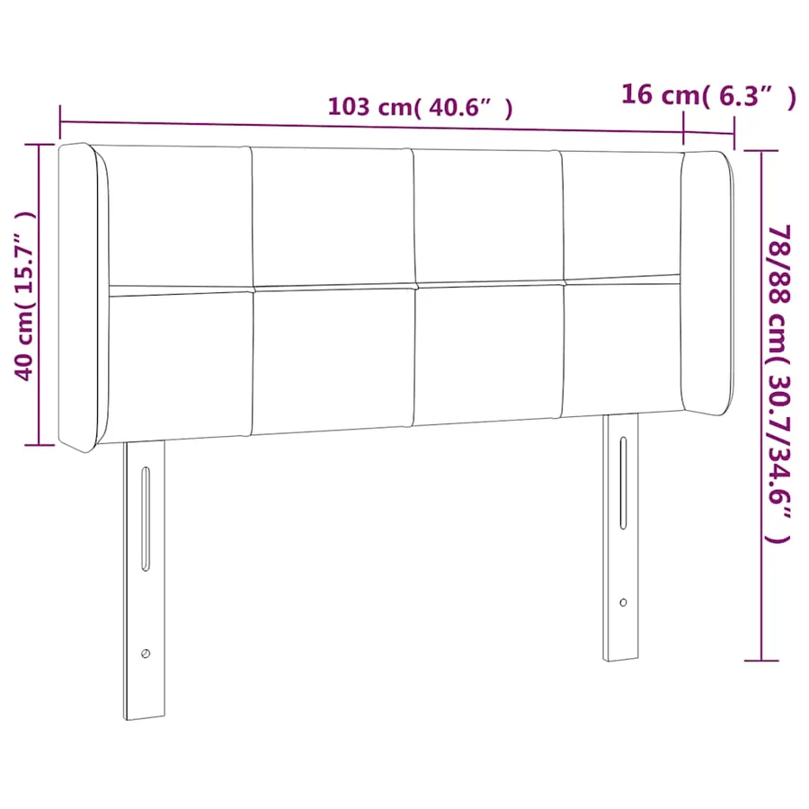 Tête de lit avec oreilles Vert foncé 103x16x78/88 cm Velours - 7