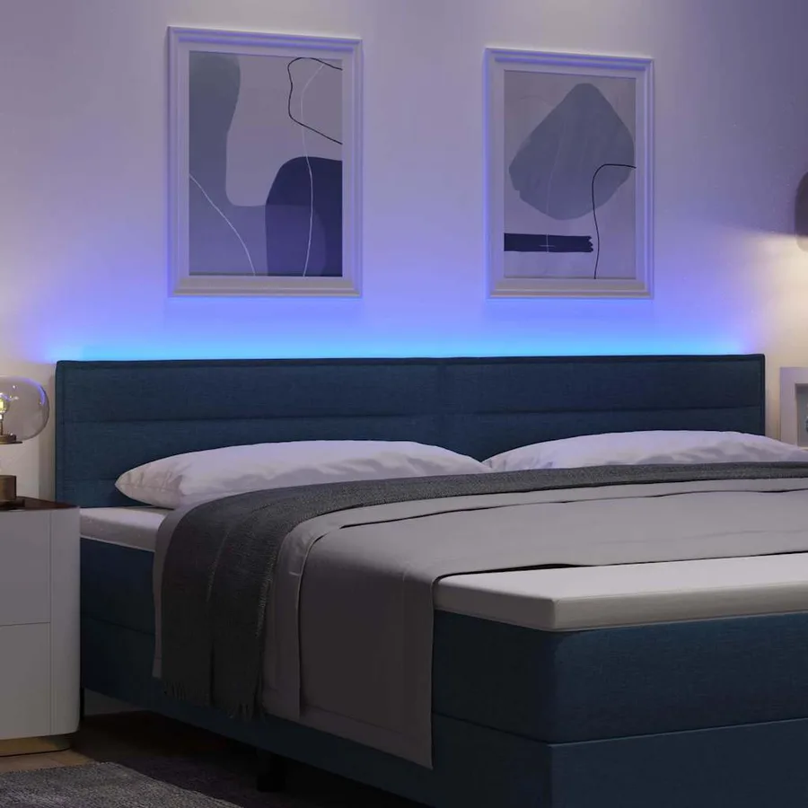 Tête de lit LED avec bandes LED Bleu 200 cm tissu - 4