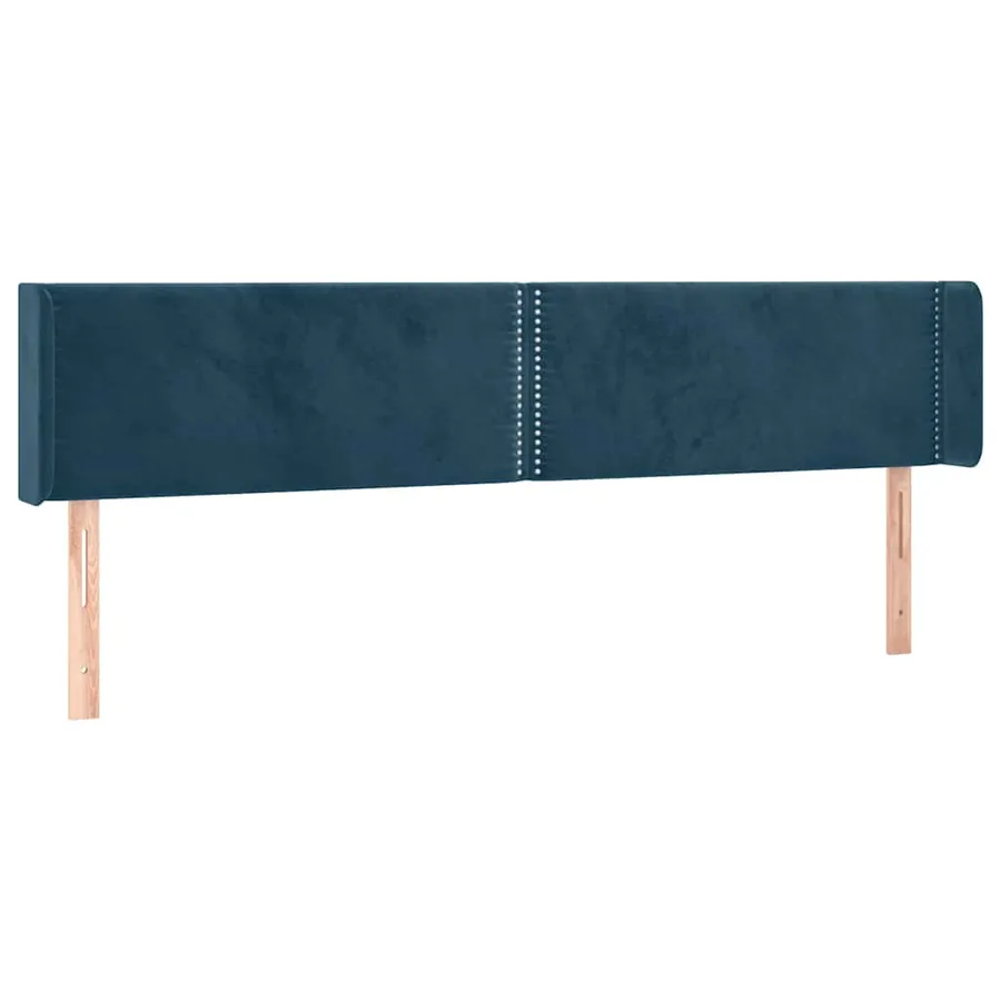 Tête de lit avec oreilles Bleu foncé 183x16x78/88 cm Velours - 2