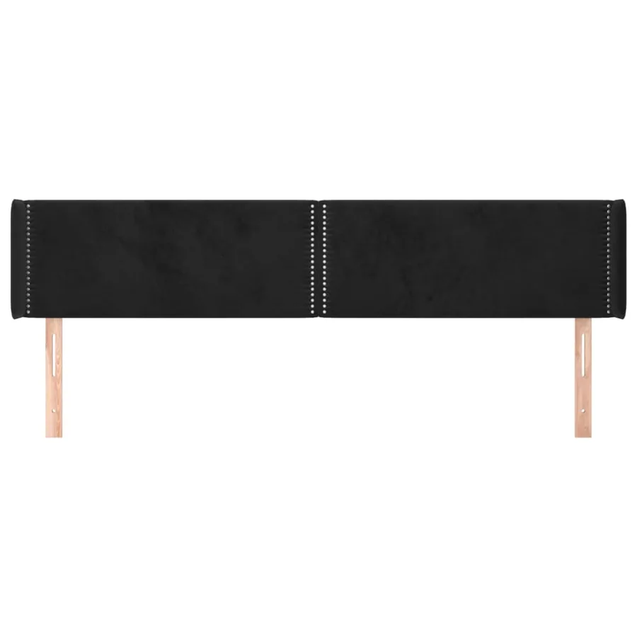 Tête de lit avec oreilles Noir 163x16x78/88 cm Velours - 3