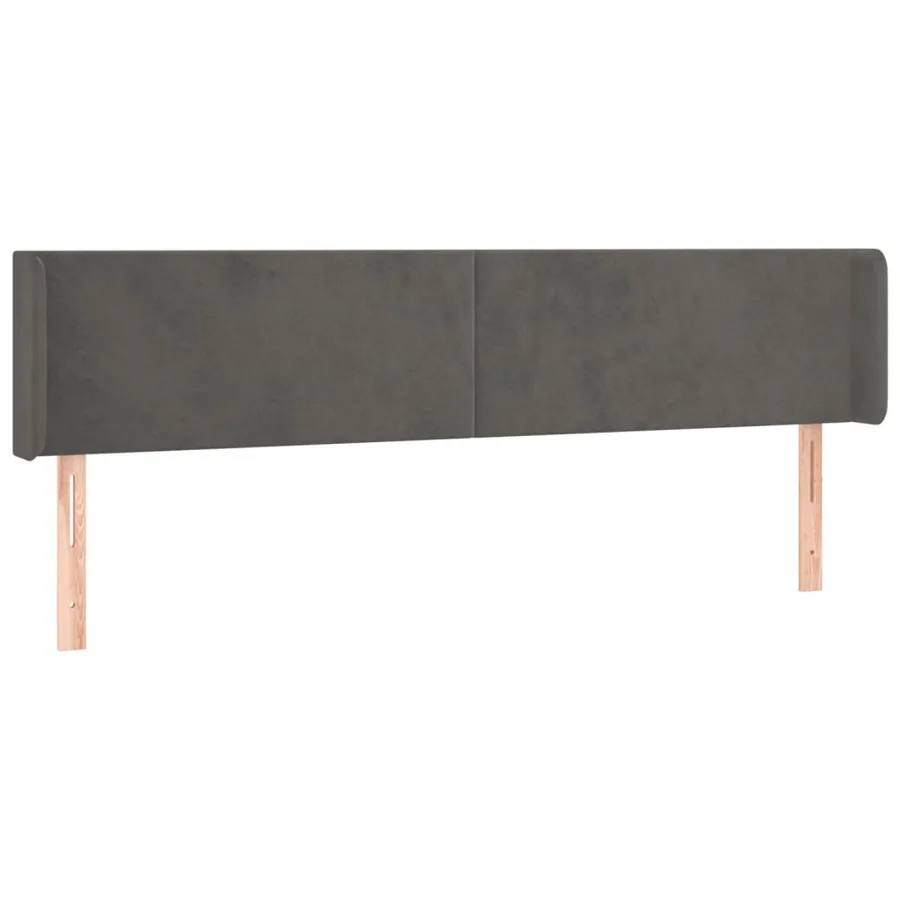 Tête de lit avec oreilles Gris foncé 183x16x78/88 cm Velours - 2