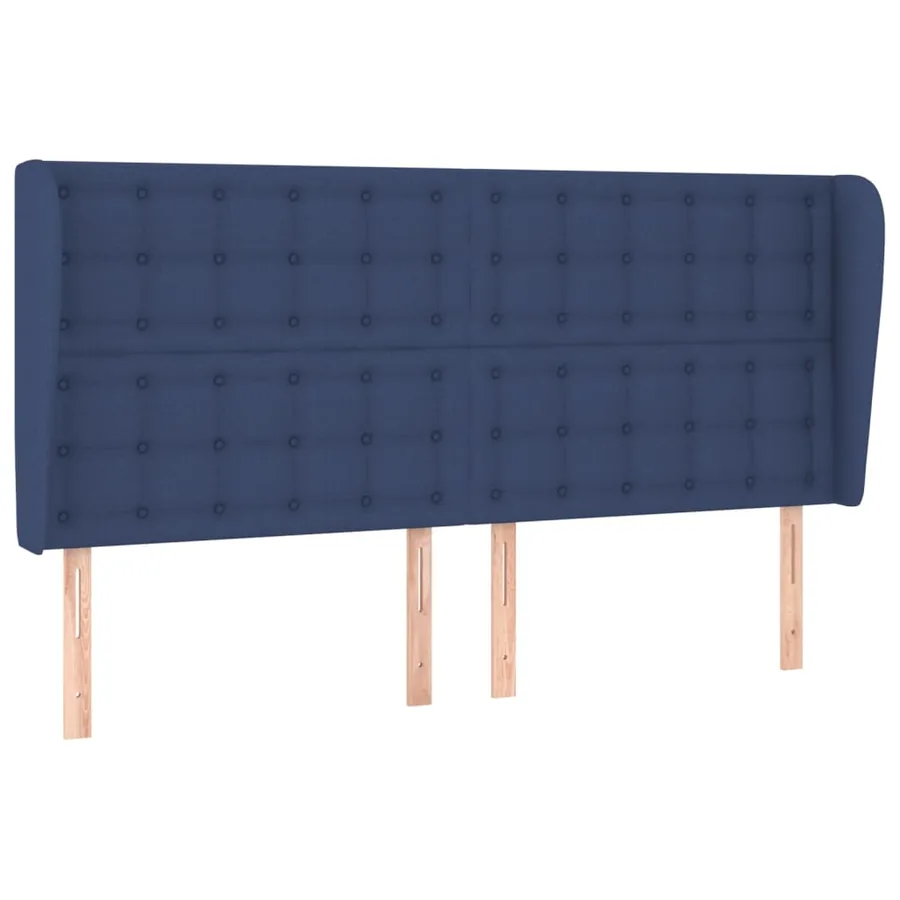 Tête de lit avec oreilles Bleu 203x23x118/128 cm Tissu - 2