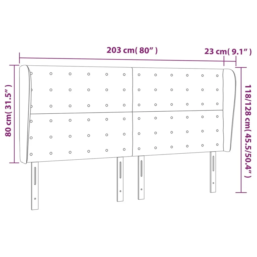 Tête de lit avec oreilles Bleu 203x23x118/128 cm Tissu - 9