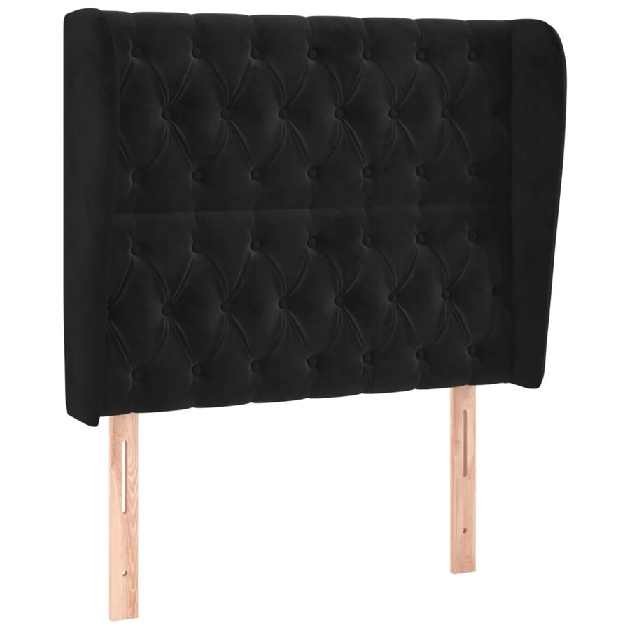 Tête de lit avec oreilles Noir 103x23x118/128 cm Velours - 2