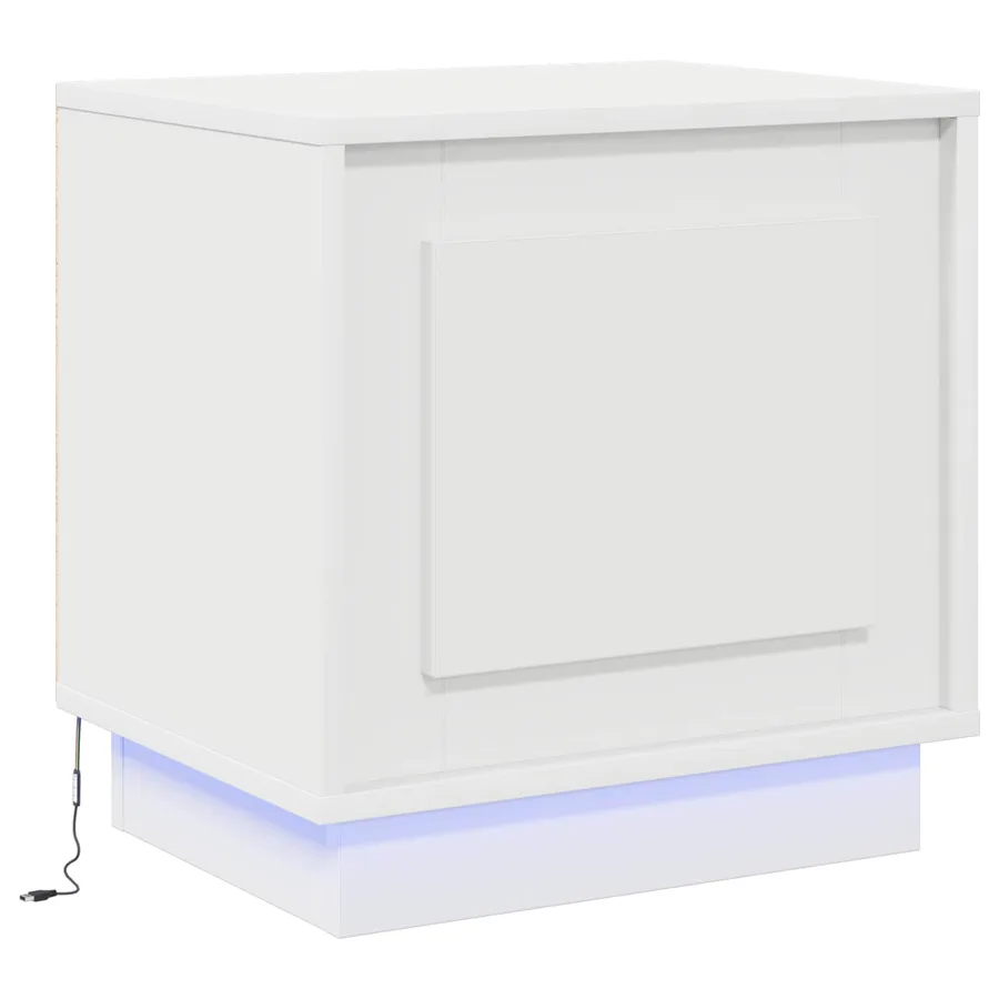 Cabinet de chevet Blanc 44 x 34,5 x 45 cm Bois d'ingénierie - 2