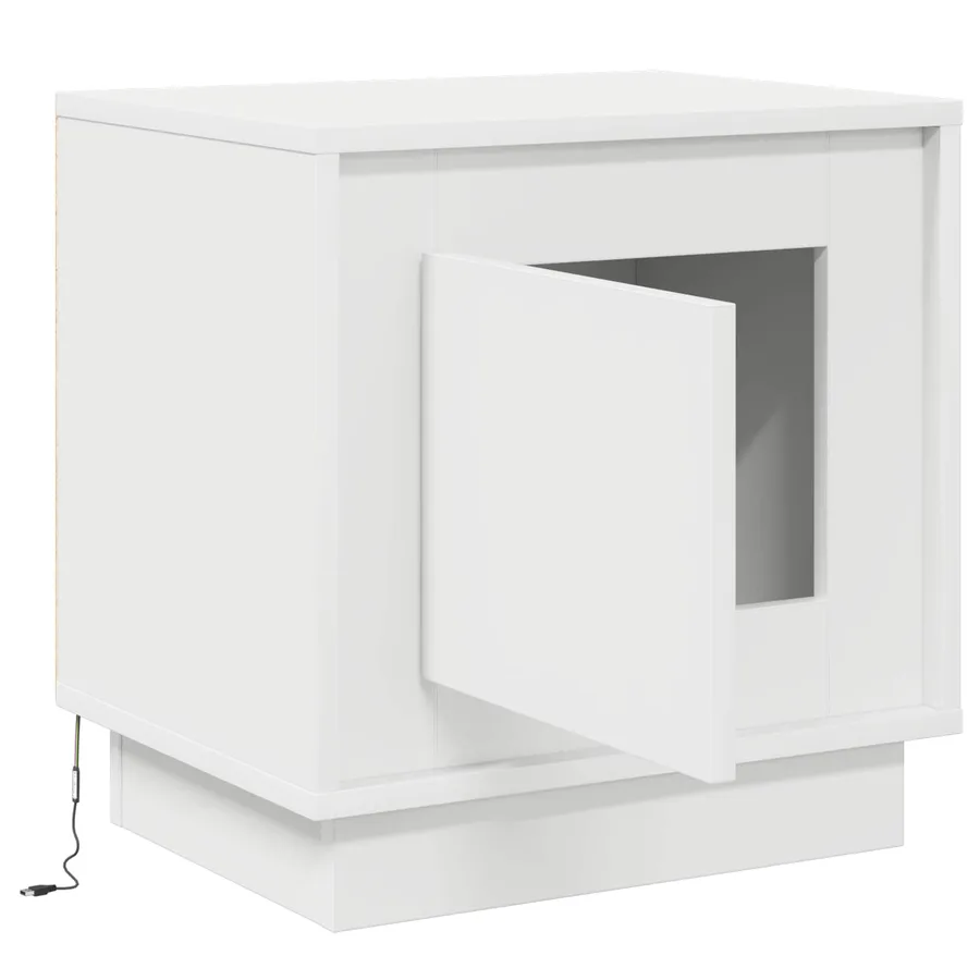 Cabinet de chevet Blanc 44 x 34,5 x 45 cm Bois d'ingénierie - 5