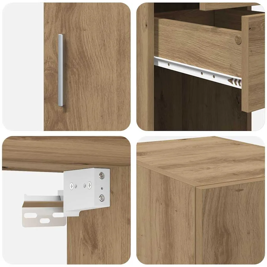 Armoire de rangement 2 pcs Chêne artisanal 30 x 42,5 x 225 cm - 8
