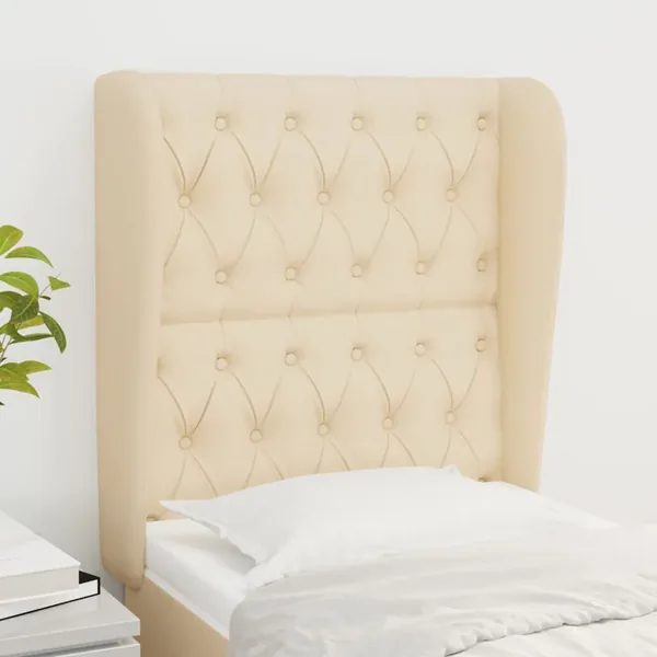 Tête de lit avec oreilles Crème 83x23x118/128 cm Tissu