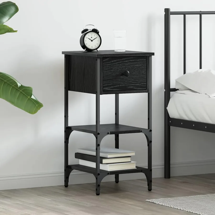 Cabinet de chevet avec tiroir Chêne noir 33,5 x 36 x 70 cm