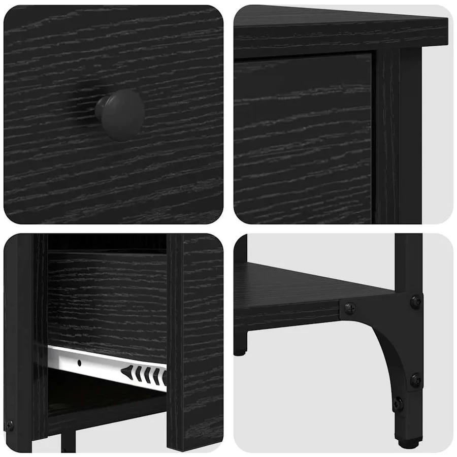 Cabinet de chevet avec tiroir Chêne noir 33,5 x 36 x 70 cm - 9