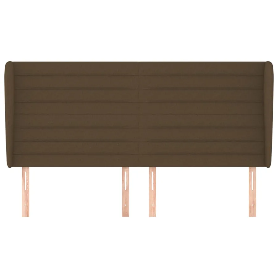 Tête de lit avec oreilles Marron foncé 203x23x118/128 cm Tissu - 3