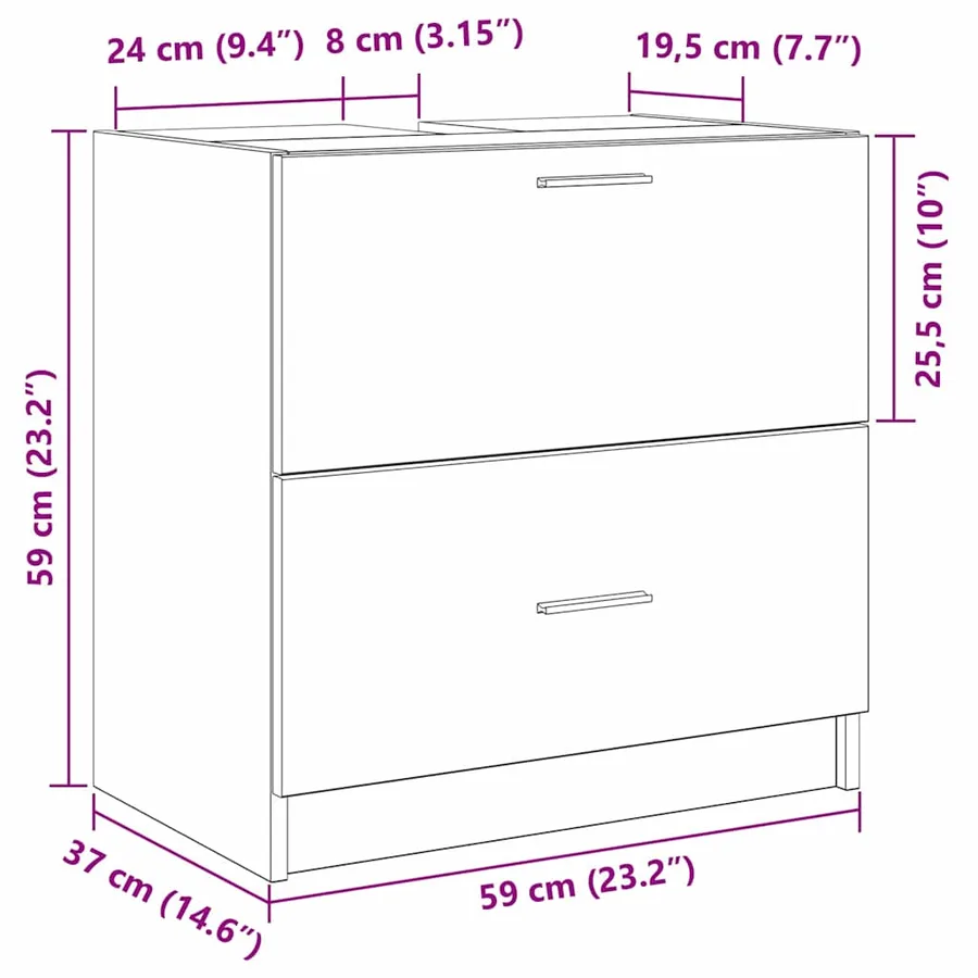 Cabinet de salle de bain avec tiroir Chêne noir 59 x 37 x 59 cm - 14
