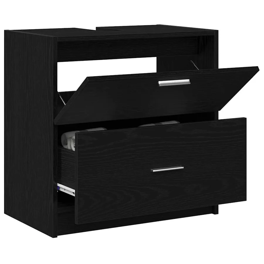 Cabinet de salle de bain avec tiroir Chêne noir 59 x 37 x 59 cm - 3