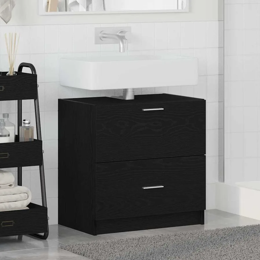 Cabinet de salle de bain avec tiroir Chêne noir 59 x 37 x 59 cm - 4