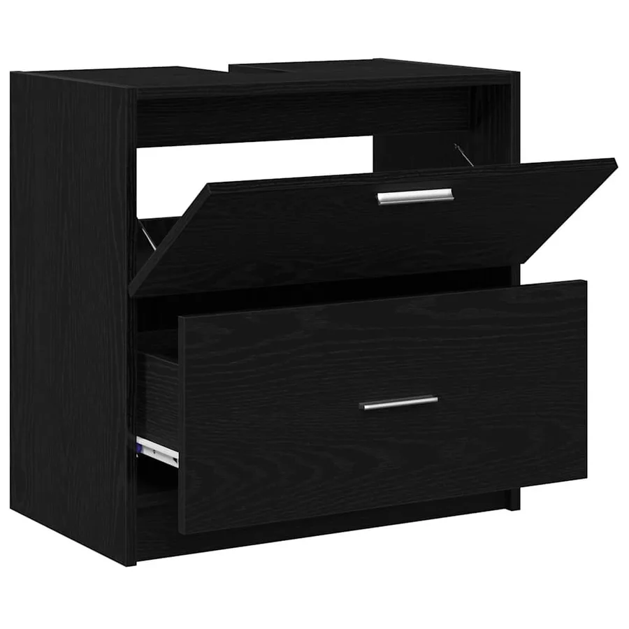 Cabinet de salle de bain avec tiroir Chêne noir 59 x 37 x 59 cm - 5