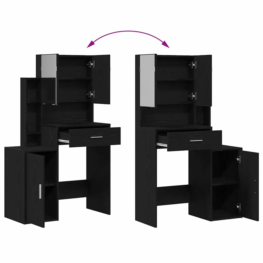 Table de Toilette Chêne noir 80 x 35 x 132 cm Bois d'ingénierie - 11