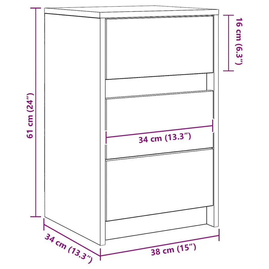 Cabinet de chevet Bois ancien 38 x 34 x 61 cm Bois d'ingénierie - 11