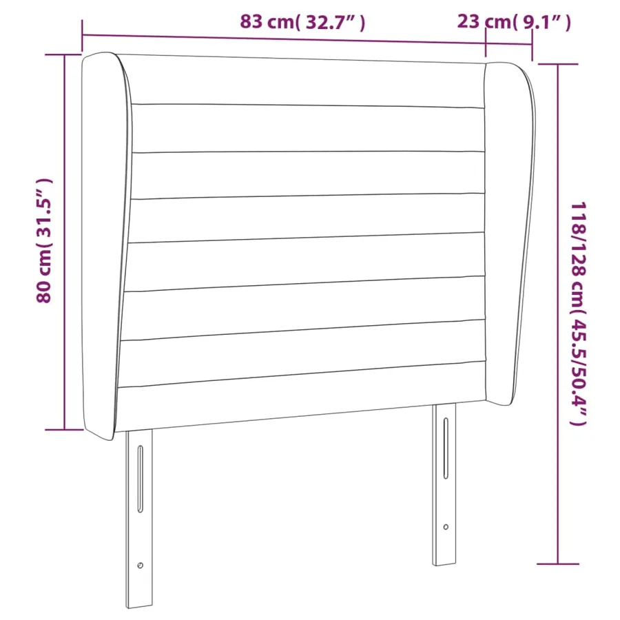 Tête de lit avec oreilles Noir 83x23x118/128 cm Tissu - 9
