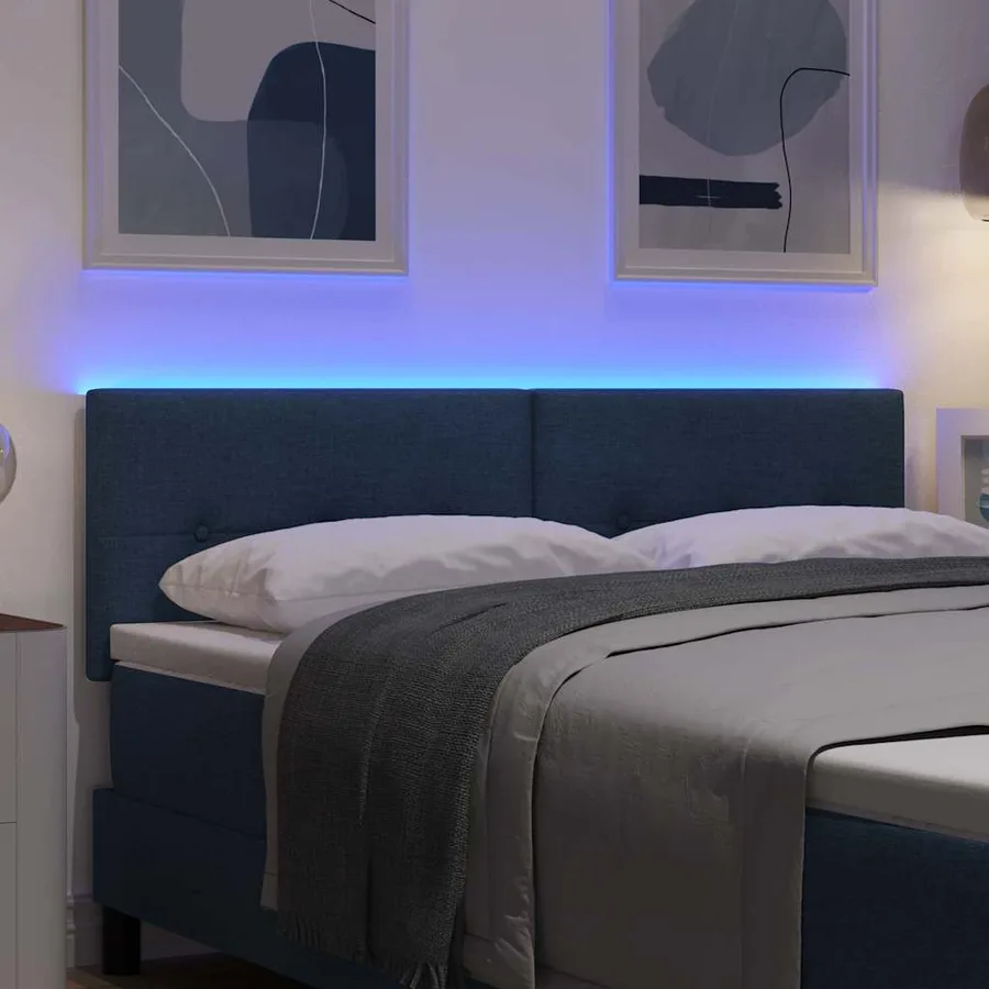 Tête de lit LED avec bandes LED Bleu 160 cm tissu - 4