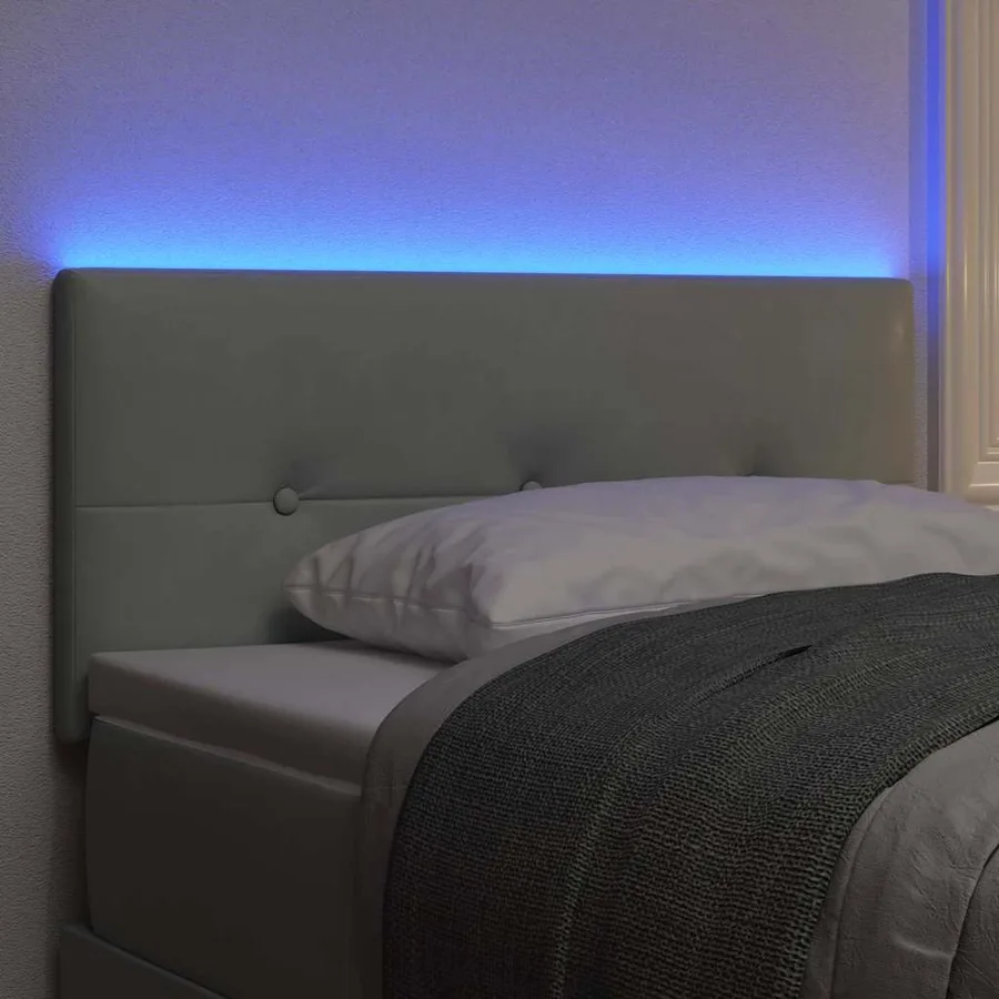 Tête de lit LED avec bandes LED Gris clair 90 cm Velours - 4