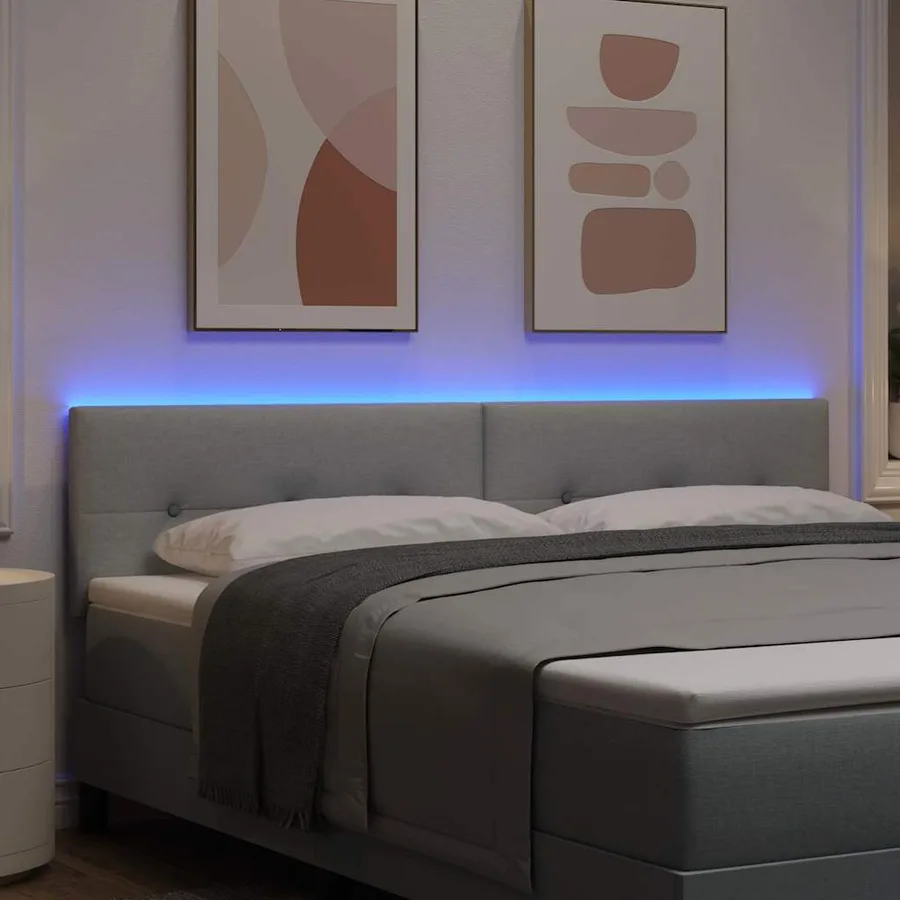 Tête de lit LED avec bandes LED Gris clair 180 cm tissu - 4