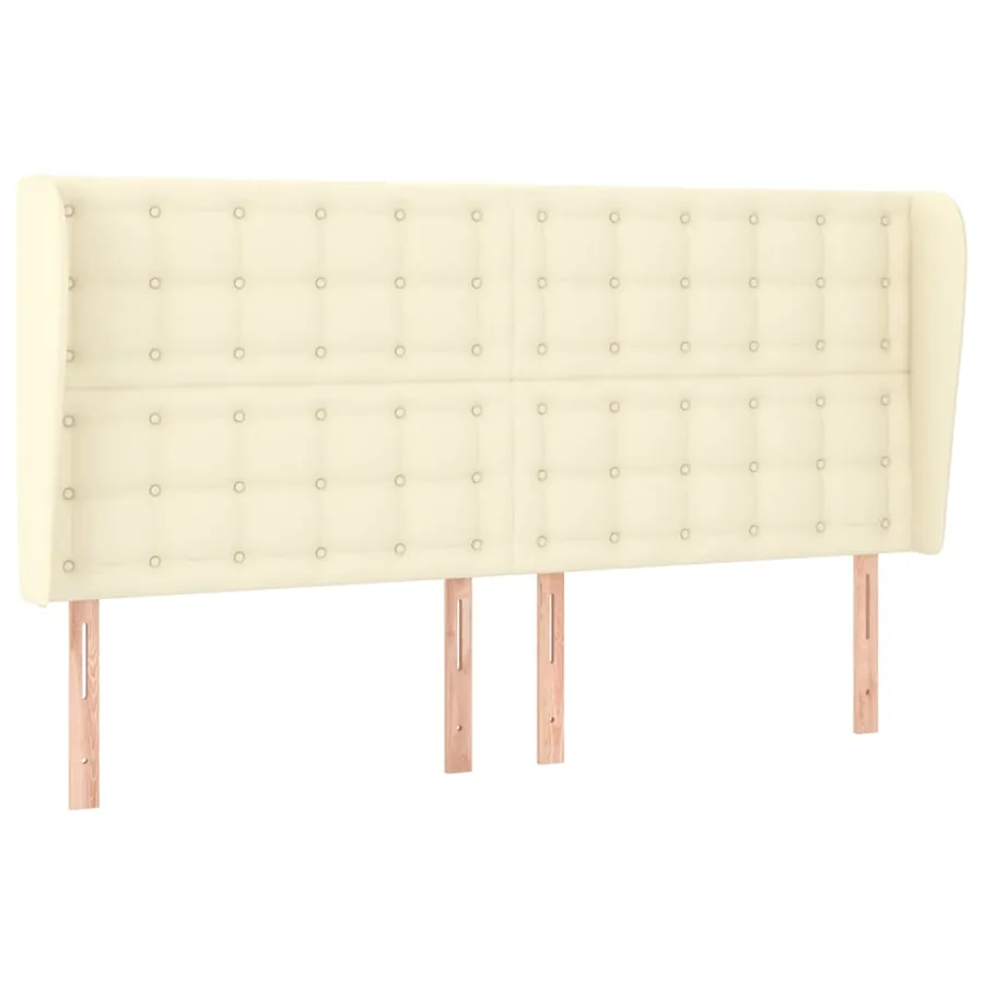 Tête de lit avec oreilles Crème 203x23x118/128 cm Similicuir - 2