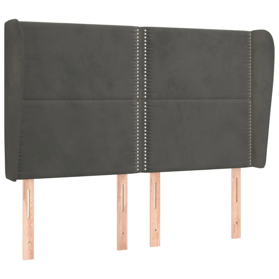 Tête de lit avec oreilles Gris foncé 147x23x118/128 cm Velours - 2