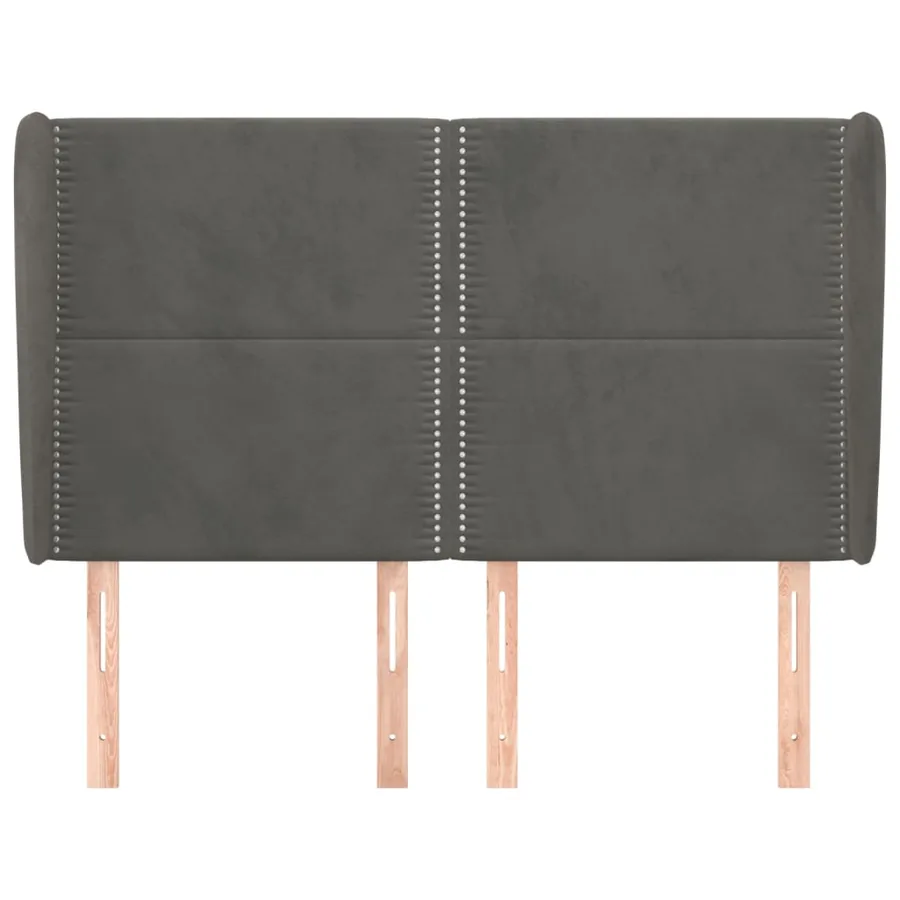 Tête de lit avec oreilles Gris foncé 147x23x118/128 cm Velours - 3