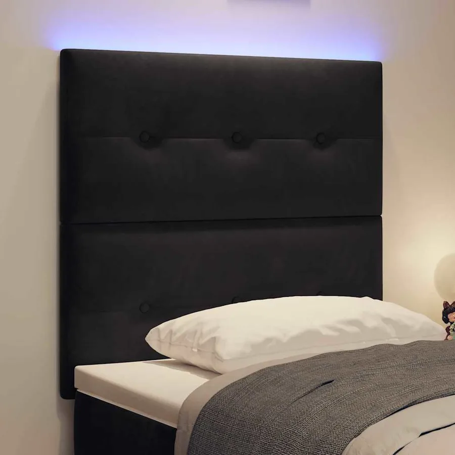 Tête de lit LED avec bandes LED Noir 90 cm Velours - 4