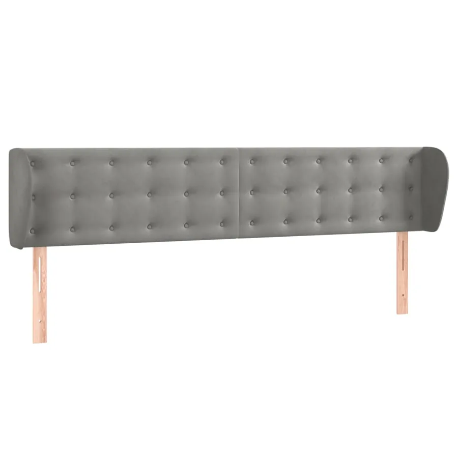 Tête de lit avec oreilles Gris clair 163x23x78/88 cm Velours - 2