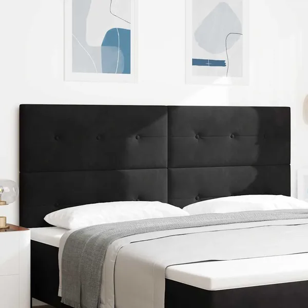 Tête de lit LED avec bandes LED Noir 200 cm Velours