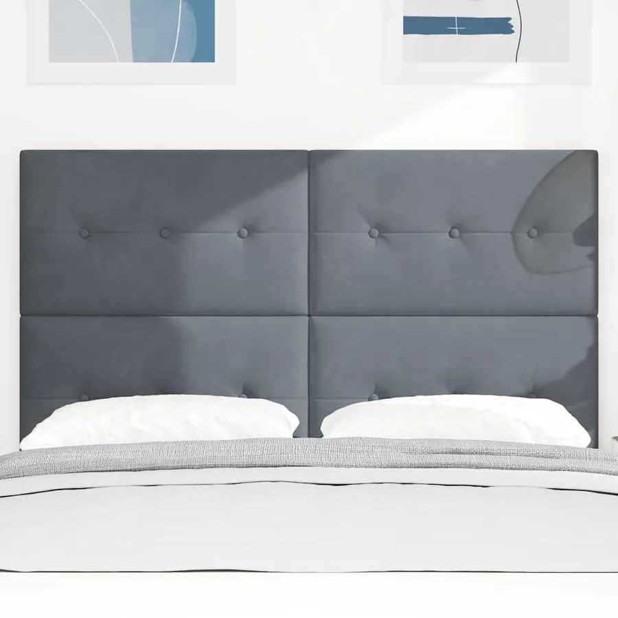 Tête de lit LED avec bandes LED Gris 160 cm Velours - 3