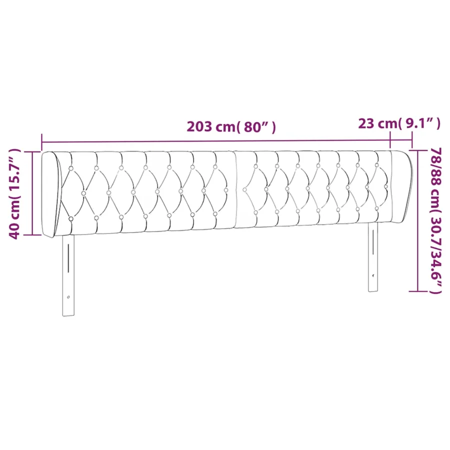 Tête de lit avec oreilles Bleu 203x23x78/88 cm Tissu - 9