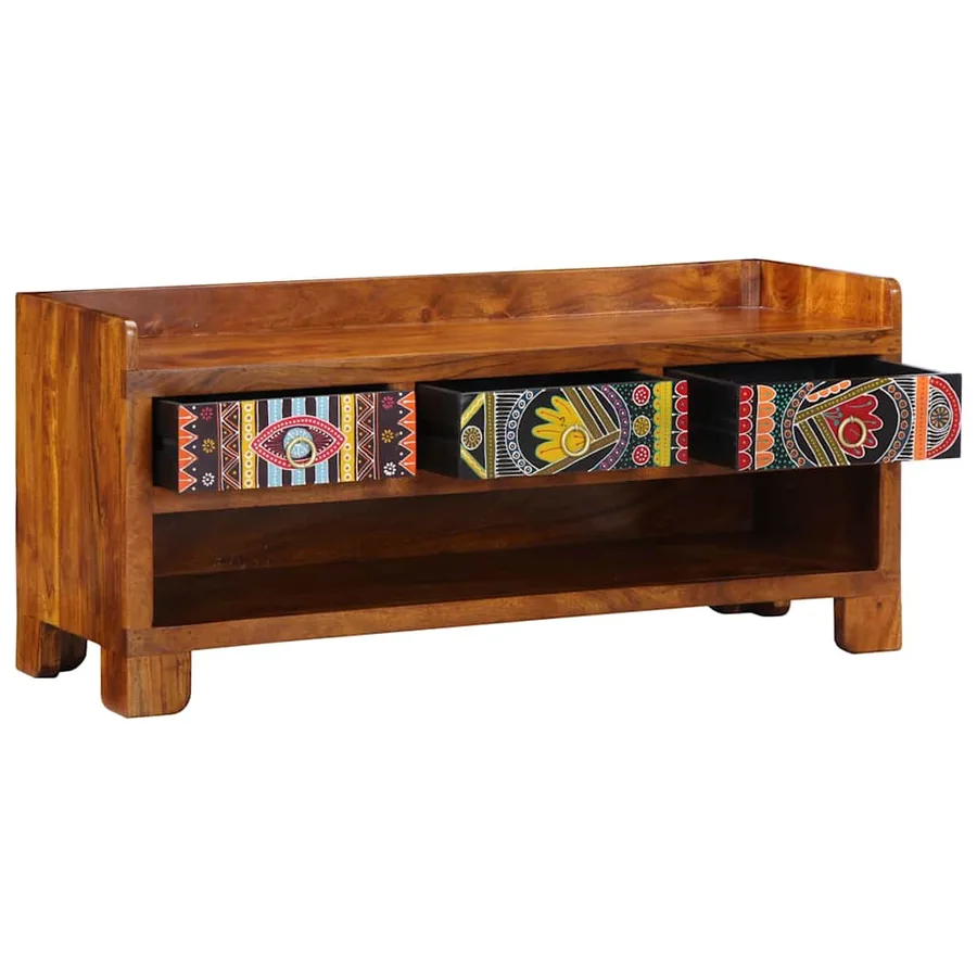 Banc à chaussures avec tiroir Marron miel 100 x 35 x 45 cm - 3